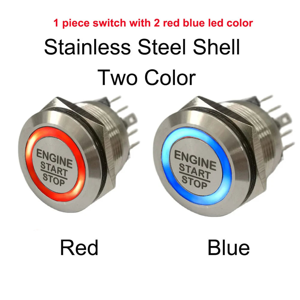 19mm 22mm 25mm 30mm Laser 'ENGINE START STOP' Engine Button ON OFF Ring Illuminated Momentary Push Button Switch+CE+RoHS
