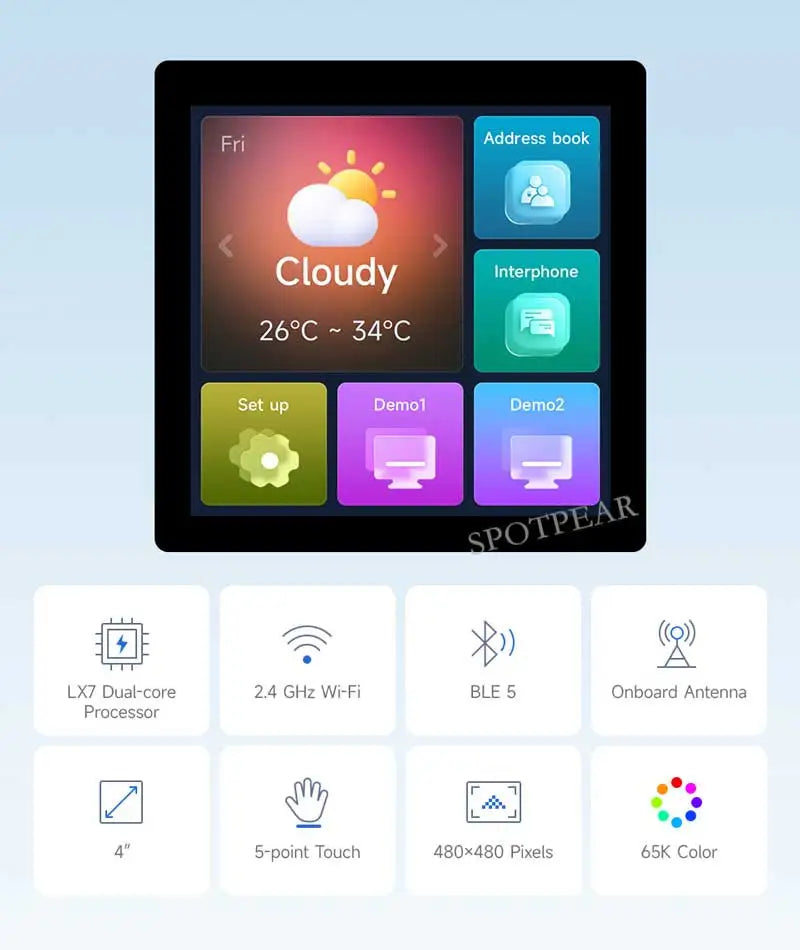 ESP32 S3 4inch LCD Development Board 480x480 TouchScreen Display TVBOX LVGL HMI Sensor CAN RS485 Waveshare ESP32-S3-Touch-LCD-4
