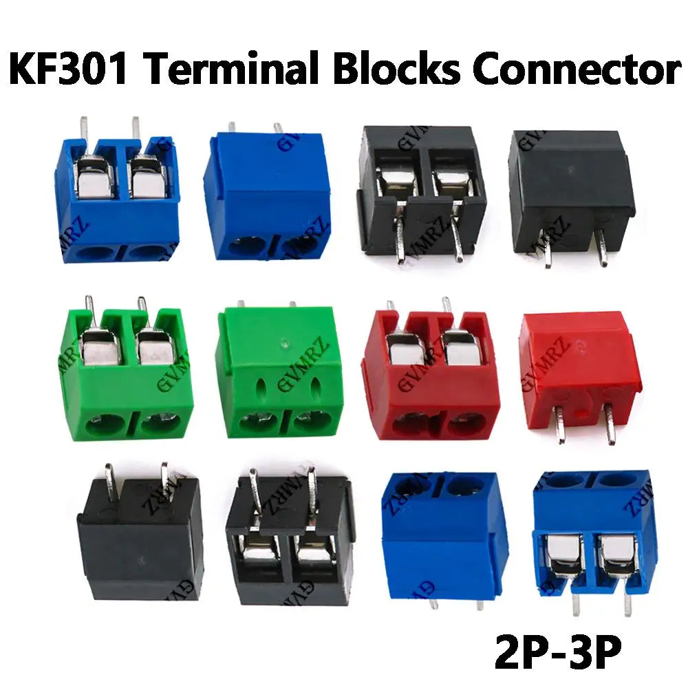 10PCS Blue Black Green 5.0mm 2P 3P PCB Terminal Block Connector Pitch 5.0mm KF301 Straight PCB Terminal Blocks Connector