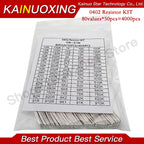 50/200/330/660/720/2000/4000PCS 0402 0603 0805 1206 1210 2512 SMD Resistor Kit Assorted Kit 10K 100K 1R 100R 220R 1% 5%