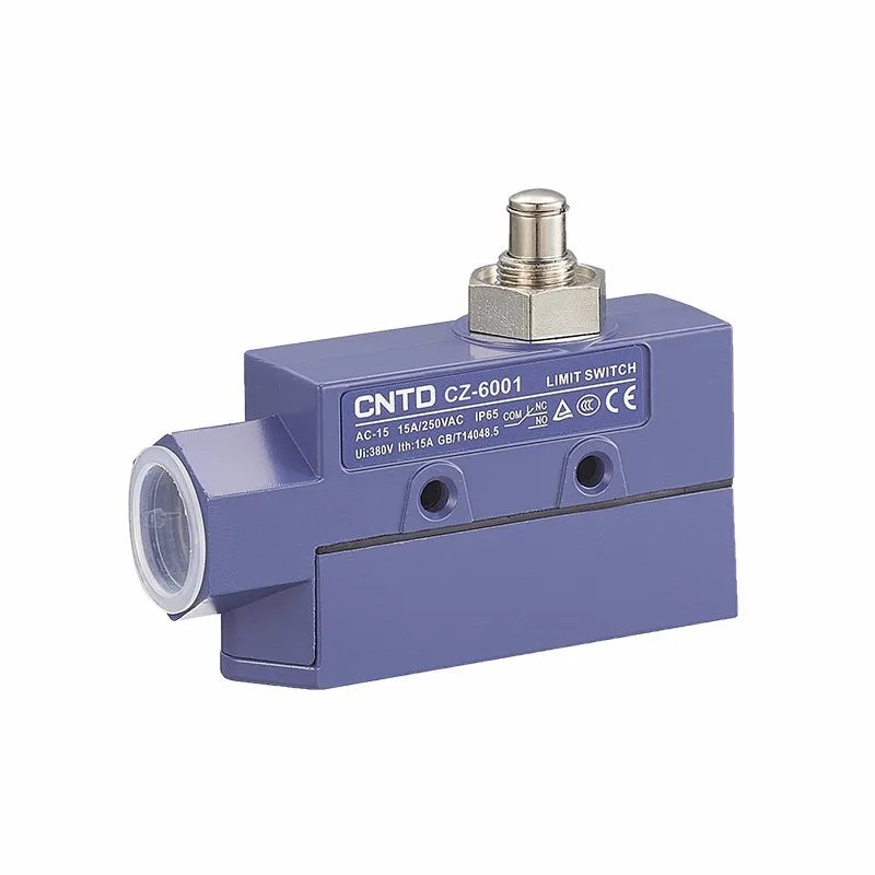 Limit Switch CNTD CZ‑6001, Sealed Horizontal Travel Switch, IP65 Waterproof, 1NO 1NC 15A 380VAC, Plastic Housing for Industrial