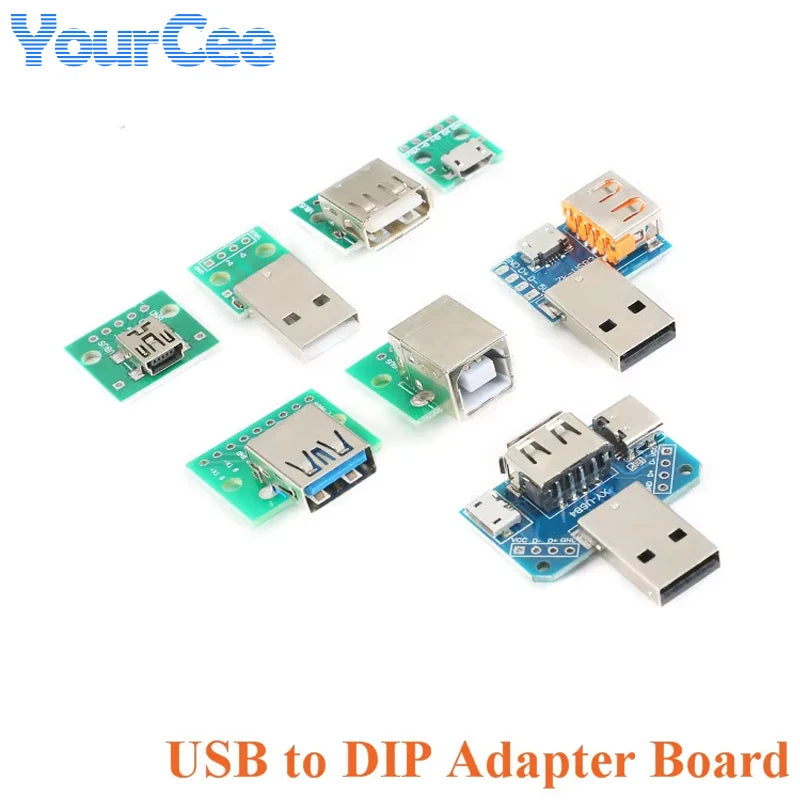 5pcs/1pc USB To DIP Adapter Pin Board Micro / Mini / Port USB Male and Female Head 2.0/3.0/3.1 Type-C to DIP Converter Plate