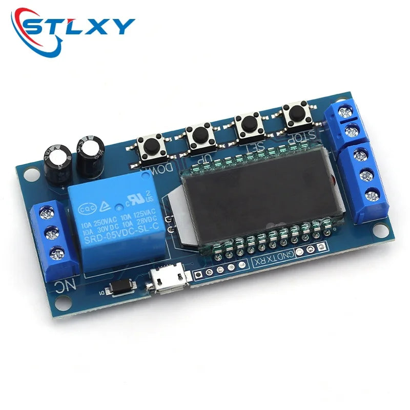 6-30V Micro USB Digital LCD Display Time Delay Relay Module Control Timer Switch Trigger Cycle Module XY-LJ02