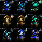 Pokemon Crystal Ball 3D Mewtwo Pikachu Gengar Pokeball 3D Night Light Lamp Glass Statue Pokemon Crystal Ball Birthday Gift