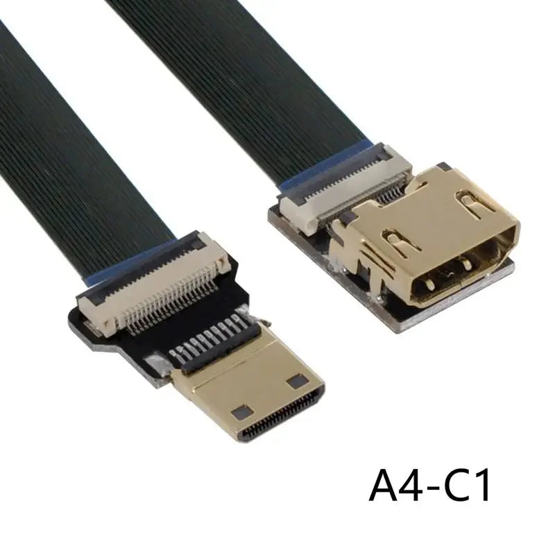 Ribbon FPV HDMI-Compatible Connector Flexible Flat Cable Raspberry Pi 4 Micro HDMI To HDMI Mini HDMI Female 90 Degree FFC 20pin