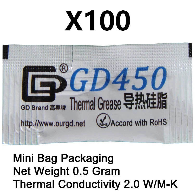 100 Pieces 0.5g Mini Bag Packaging GD Brand Series GD900 Thermal Grease Paste CPU Heat Sink Compound MB05