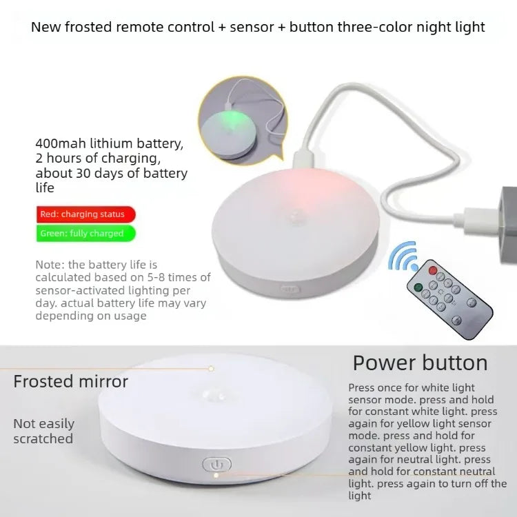 Three-color remote control induction night light can be used for wine cabinets, wardrobes, stairs, display cabinets, kitchens