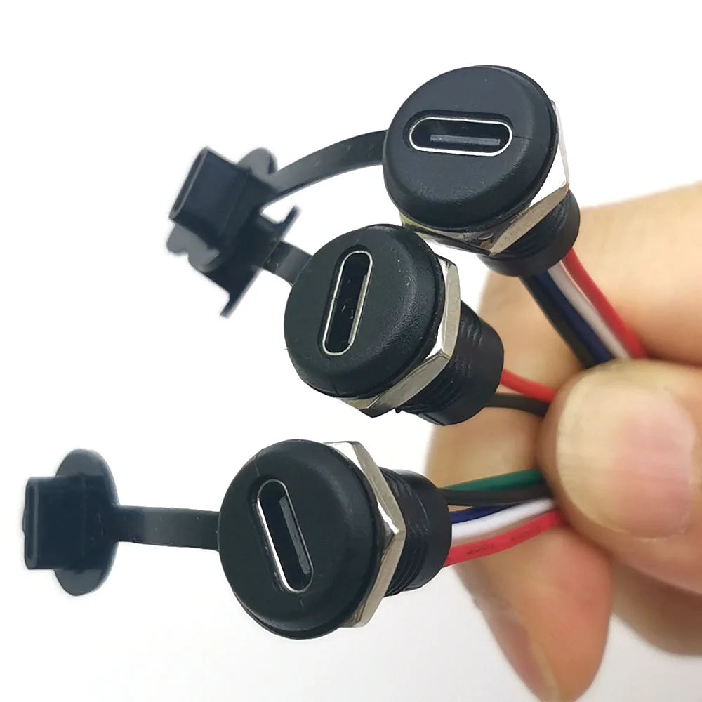 10pcs USB C Connector Type-C Waterproof with Nut Locking Panel Mounting Female TPC Waterproof Fast Charging Jack Port