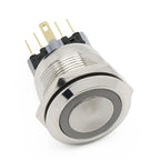22mm Waterproof Metal Push Button Switch LED Light Black Momentary Latching Car Engine PC Power Switch 3V 5V 12V 24V 110V 220V