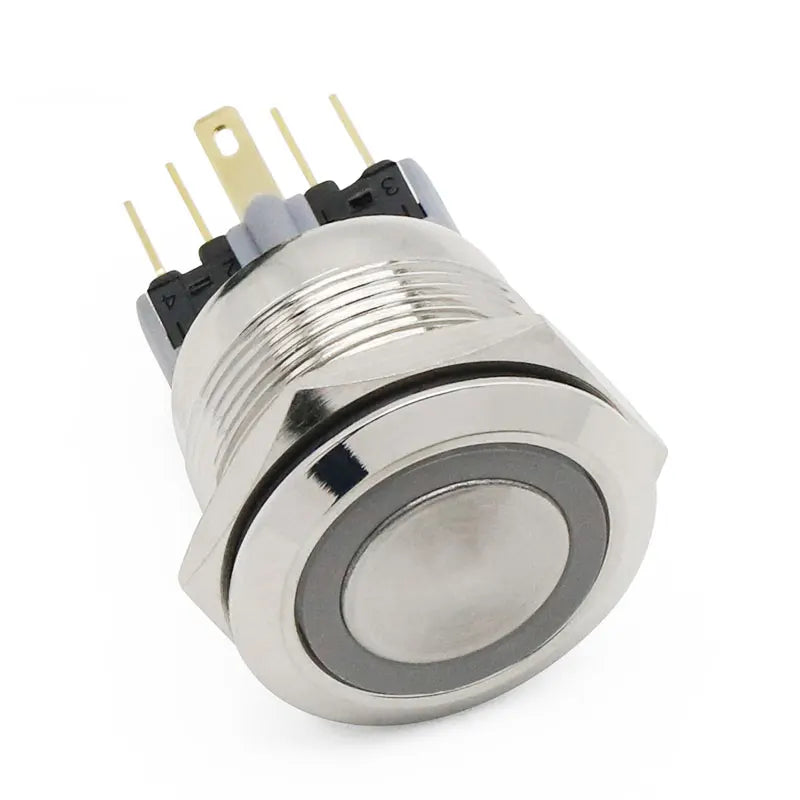 22mm Waterproof Metal Push Button Switch LED Light Black Momentary Latching Car Engine PC Power Switch 3V 5V 12V 24V 110V 220V