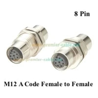 M12 A Code 5Pin Male to Female Converter IP67 Shielded Bulkhead Feedthrough Panel Mount Connector Receptacle 60V 4A for NMEA2000