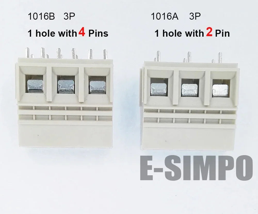 20pcs 1016A 1016B-10.16-3P Straight 10.16mm 650V57A 22-8AWG 1pole with 2/4 Solder Pin High Current PCB Screw Wire Terminal Block