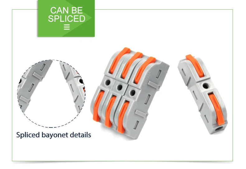 25/50/100PCS Lever Wire Connector 2 Pin 1 in 1 out Splicing Terminal Blocks Led Strip Lighting Home Electric Quick Connectors