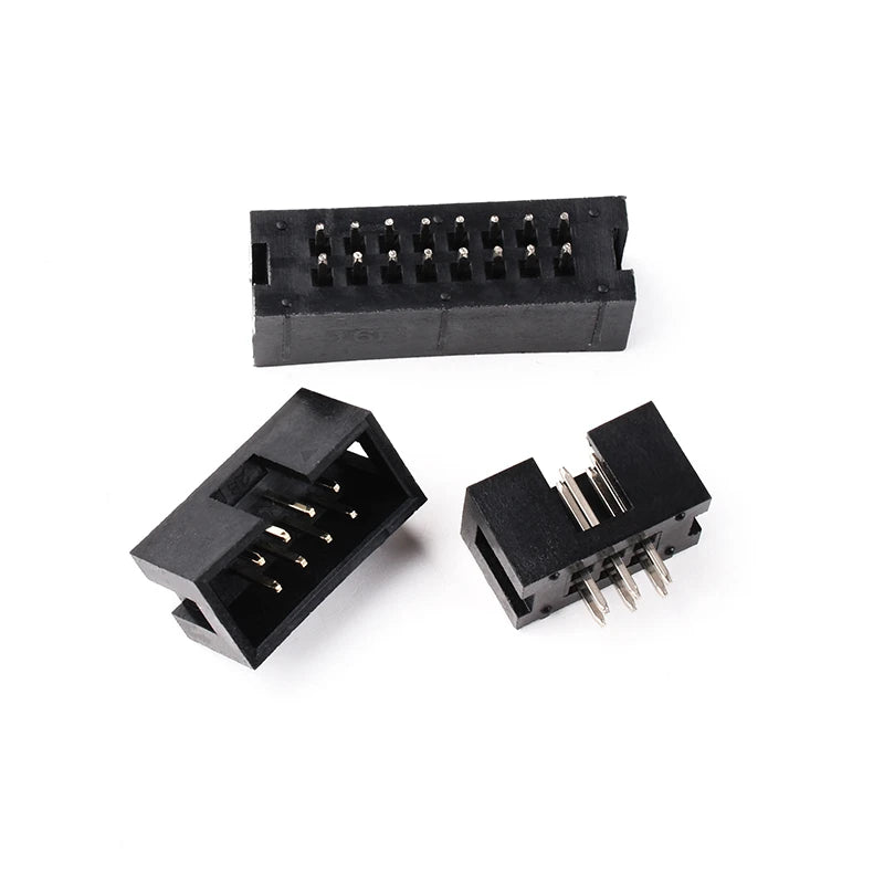 10PCS DC3 2.54mm Pitch Dual Row PCB Header - Male Straight/Right Angle Pin Socket (6P/8P/10P/14P/16P/20P/30P/34P/40P)