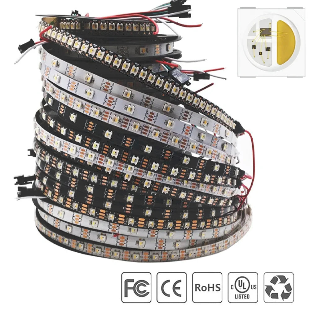 4 IN 1 SK6812 RGBW RGBNW RGBWW LED Strip (WS2812B Similar) Smart Color Soft LED Lights Lamp 30/60/144 LEDs/m Addressable Light 5