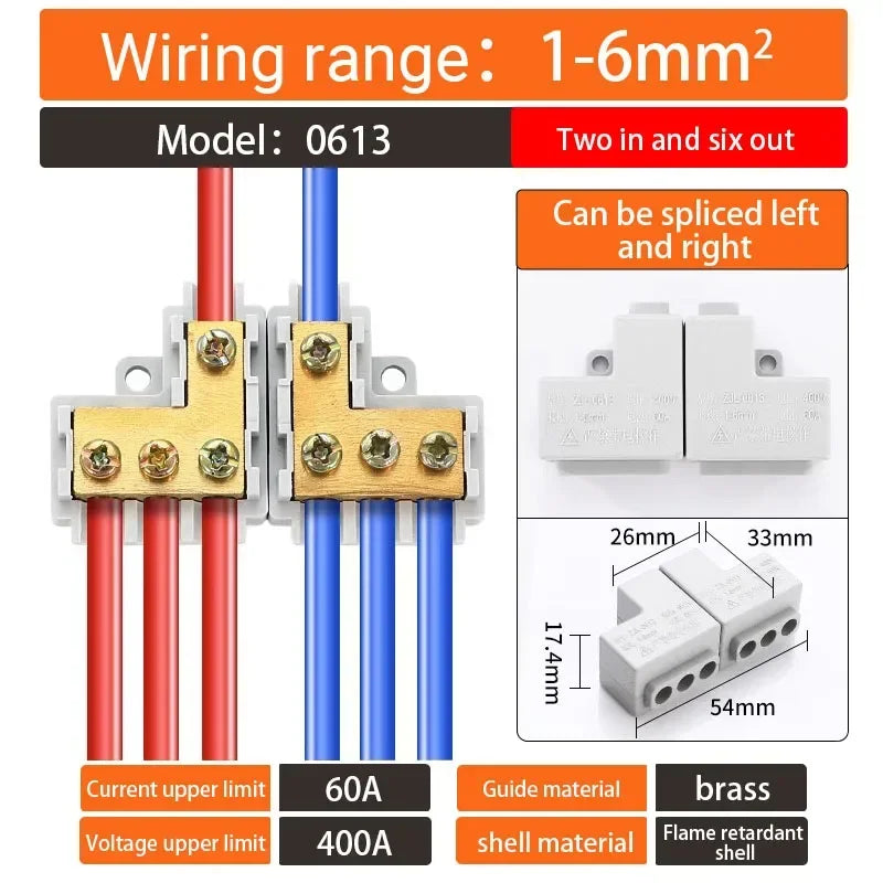 5/10PCS T-type High power branch terminal wire terminal Quick Junction Box Terminal Block Electric Cable CONNECTORS  copper