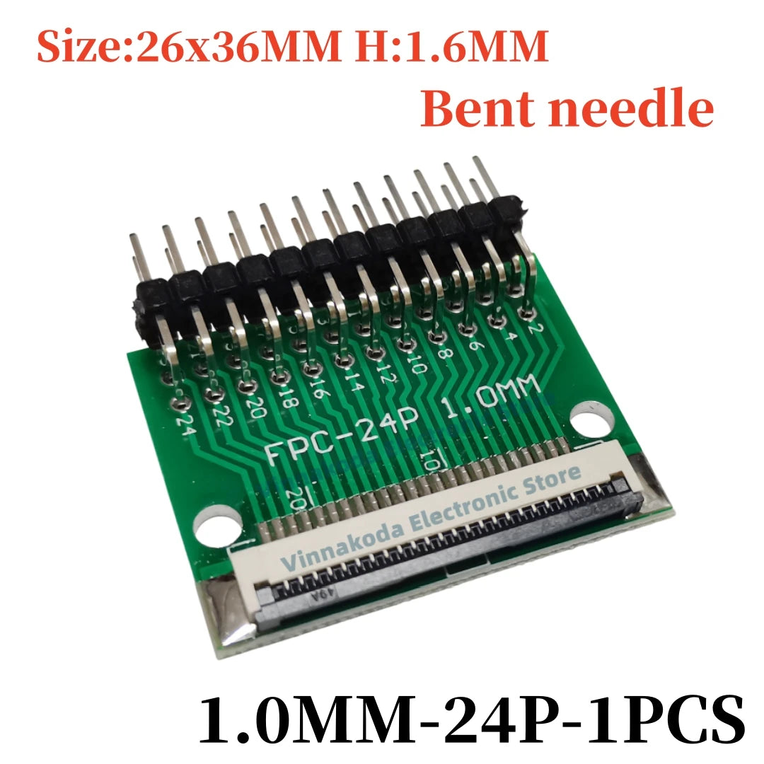 FFC/FPC Adapter Board with Soldered 1.0MM Flip Cover Lower Connector Straight or Bent Pins Available, 4/6/8/10/12/14/16/20/30P