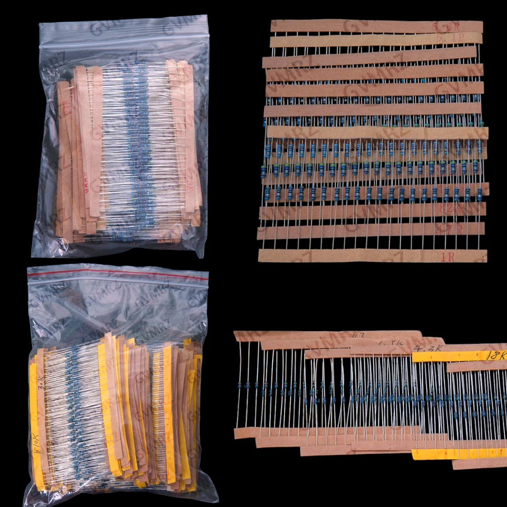 130Values 1W 2W 156Values 1/4W 1/6W 1/2W Power Metal Film Resistor Kit 1R-10M Assortment Set 1ohm-10Mohm samples pack 1/6W 1/2W
