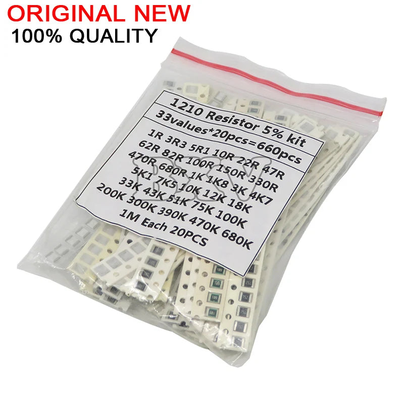 200PCS 660PCS 720PCS 4000PCS 0402 0603 0805 1206 1210 2512 SMD Resistor Kit PUMUDDSY Assorted Kit 10K 100K 1K 1R 100R 220R 1% 5%