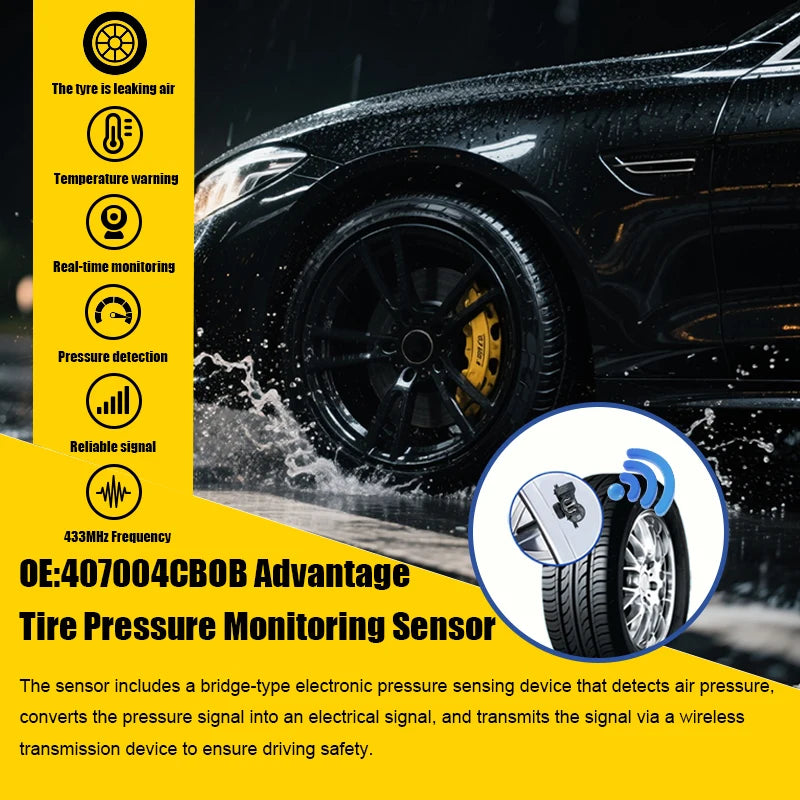 1/4PCS 433MHZ Tire Pressure Monitor System Fit For Renault KADJAR Twingo Nissan X-Trail Replacement For 407004CB0B,407004CB0A