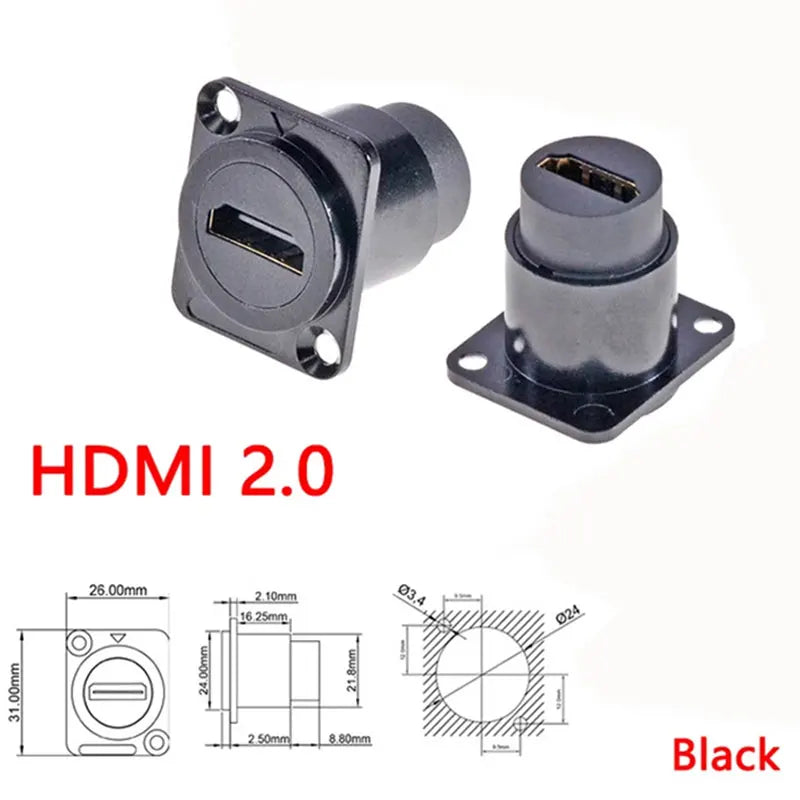 1pc Metal D Type Module USB 2.0/3.0&Type C&HDMI&RJ45 CAT6-Jack Socket Through Network Panel Mounting Electronic Connector