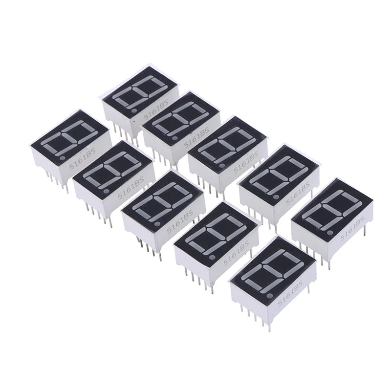 10Pcs 0.56 Inch 10Pins 1 Bit 7 Segment Red LED Digital Display Tube Common Anode Cathode 5161AS 5161BS
