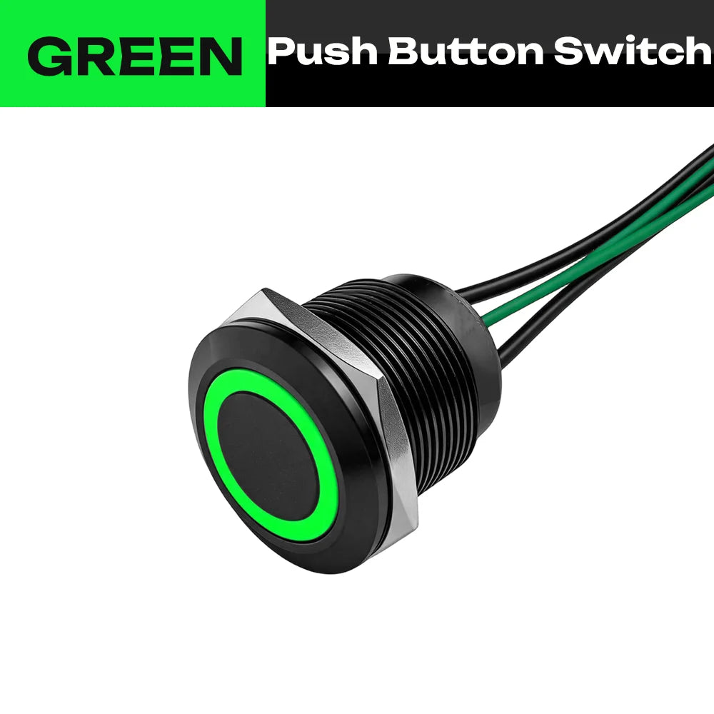 FILN 22mm 20A Waterproof Metal Push Button Switch Ring LED Lighted Pre-Wired High Current Power Switch Lamp for Car Boat Marine