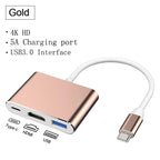 3 IN 1 3.0 USB Multi-function HUB For Samsung Galaxy S23 S22 Ultra Type-C To HDMI Adapter Note 20 10 iPhone 15 16 5G OTG Adapter