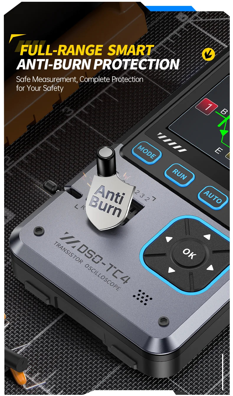 FNIRSI DSO-TC4 Upgrade 3 in 1 Digital Oscilloscope 10MHz 48Ms/s Transistor Tester Electronics Component Tester USB Charger Tools