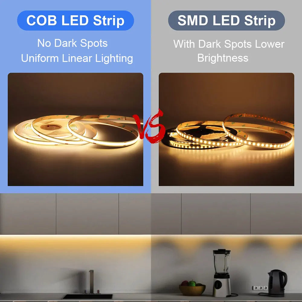 COB LED Strip Light 12V 24V 320LEDs/Chips/M High Density Linear Red Green Blue Warm Nature Cool White Lighting Flexible LED Tape