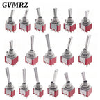 2PCS Flat Handle 6mm Panel Mount Mini Toggle Switch 3/6Pin 2/3 Positions ON OFF ON Locking Momentary RC Model Remote Controlller
