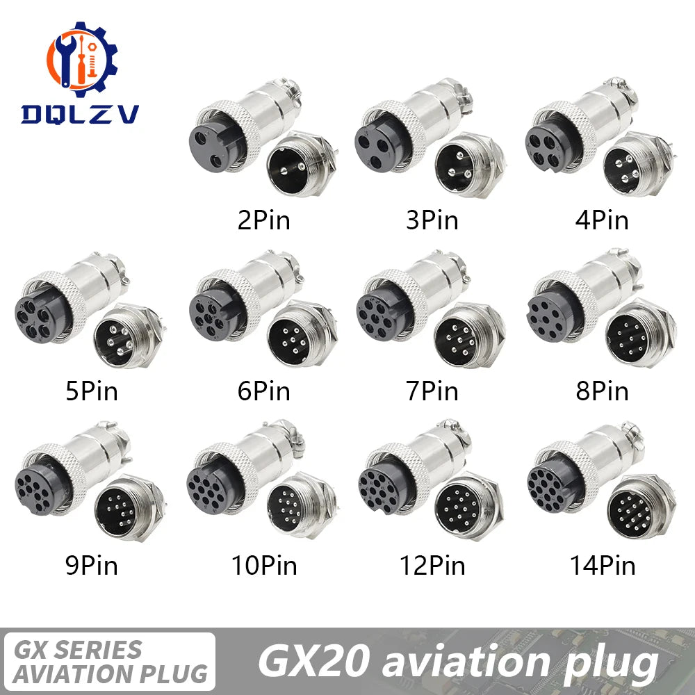 5/10/20Set GX12 GX16 GX20 2 3 4 5 6 7 8 9 10 12 14 15 Pin Docking Aviation Plug Socket Waterproof Circular Connector