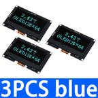 GREAT IT  2.42" 2.42 inch LCD Screen White BLUE 128x64 OLED Display Module IIC I2C SPI Serial for C51 SPD0301