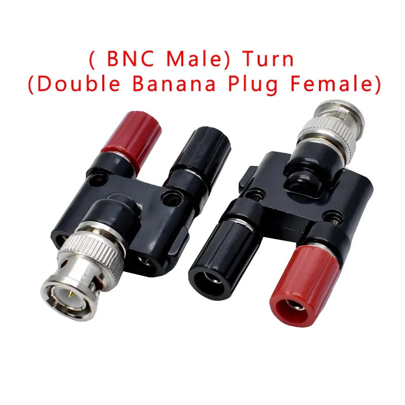 Binding Post RF Coax Coaxial Splitter Connector BNC Adapter Male Plug To Two Dual Banana Jack Socket