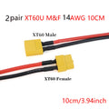 XT60 Male Female Connector Plug Silicone Wire 14AWG Tinned Copper 10cm Pair for RC Lipo Battery Drone FPV Car Boat Charger DIY