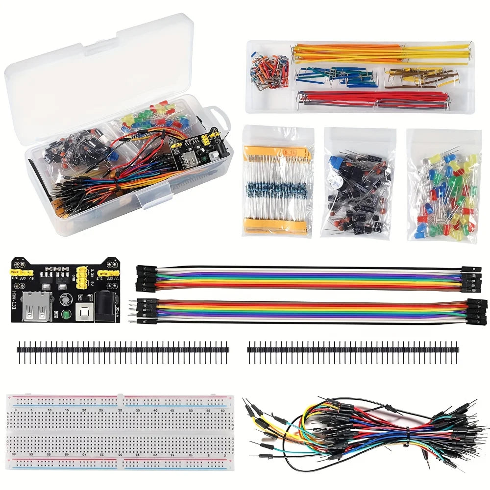 830/400/170 Points Breadboard Power Supply Kit with Jumper Wires, USB Cable, for Arduino Electronics Starter, STEM Learning, PC