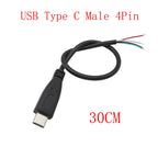 USB Type C Power Supply Cable 2/4 Pin Male Female Socket Type-C Plug Connector Adapter For Data Charging Cables Wires Repair DIY