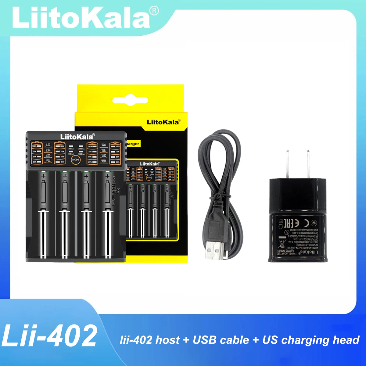 Liitokala Lii-402 Battery Charger for 18650 26650 16340 25500 14500 1.2V 3.7V 3.2V 3.85V AA/AAA NiMH Battery