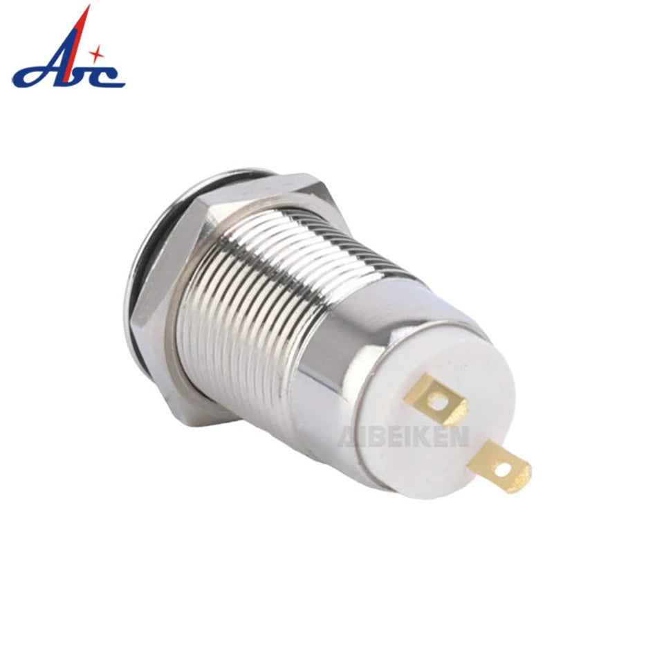 12mm 1NO Momentary Latching push button switch high flat head Push Button waterproof metal switch 2A 250V AC