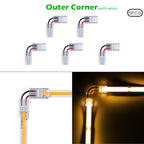 8mm 10mm 2pin COB LED Strip Connector Tape Lights L Shape LED Corner Connectors for SMD COB 5050 2835 Strip Light Fixed Clamps