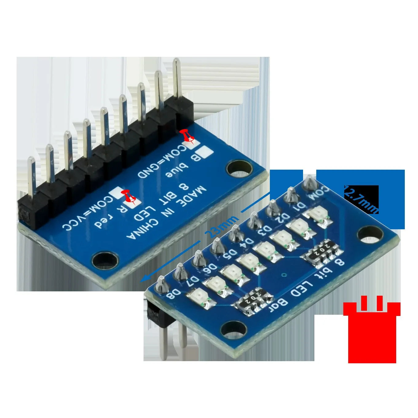 3-24V 8 Bit Blue/Red Common anode/cathode LED indicator Module Breadboard starter kit Board for MCU ARM 3d printer UNO MEGA2560