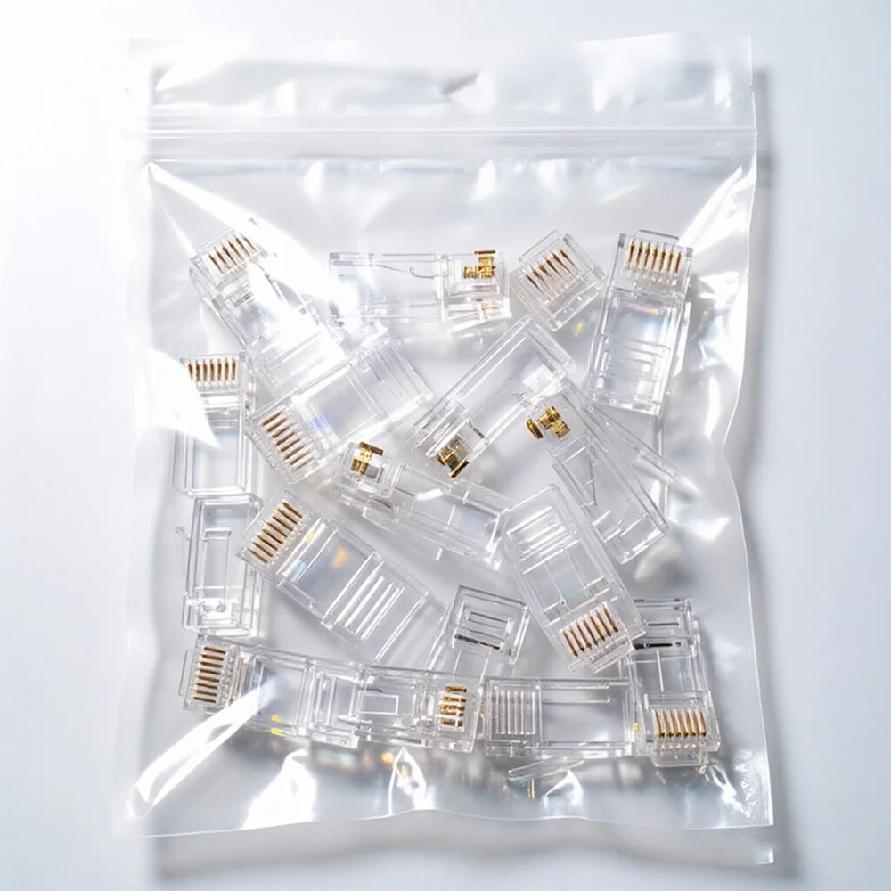 20/50/100pcs Cat6 Cat6e RJ45 Connector Module Plug 1000Mbps Ethernet Cables Adapter Gold Plated Network Crystal Head