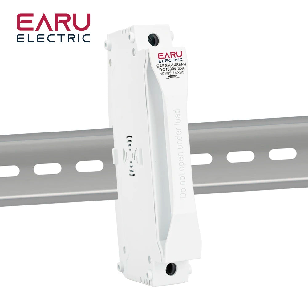 EARU Din Rail Solar Fuses DC 1000V 1500V PV Photovoltaic 20A 25A 30A Fuse Holder Base Solar System Short Circuit Protection GPV