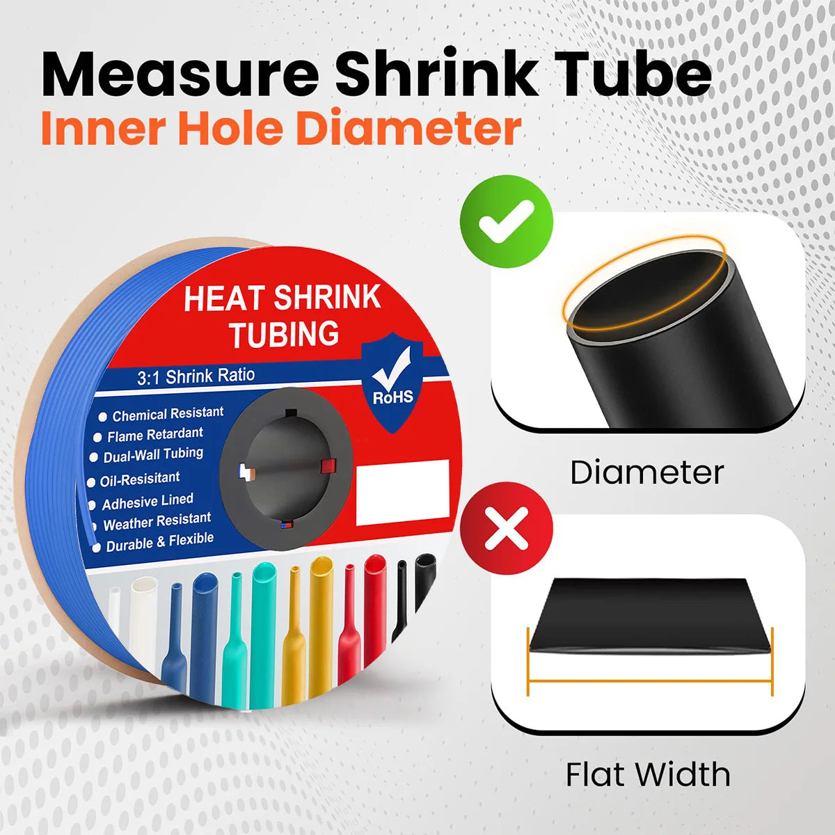 A Roll Blue 3:1 Ratio Heat Shrink Tubing Φ1.6mm to Φ32m Dual Wall Adhesive Lined Shrinkable Wire Wrap Tube Waterproof Sleeves