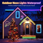 (EU PLUG) LED Neon Strip Light,5-30M Neon Rope With App 44key Remote Control For Home Decor Fairy Lighting