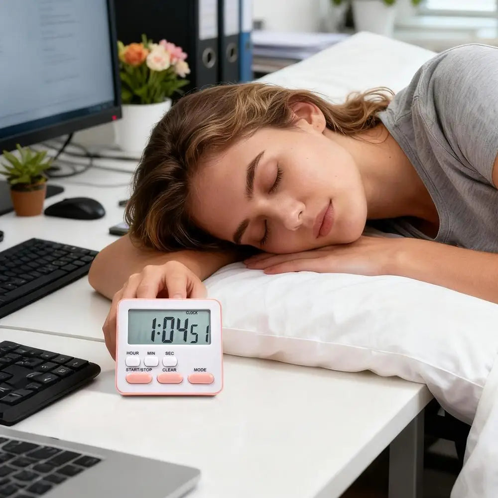 Digital Display Cooking Alarm Clock Kitchen Timer Sleep 24 Hour Clock House Countdown Kids Student Learning Time Manager