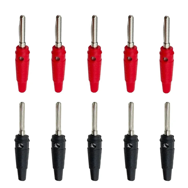 10Pcs Banana Plug 4mm Connectors Red And Black High Current Insulated Shrouded Stackable Connector Screw Connection