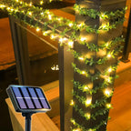 50/100LED Green Fairy Lights with Solar-Powered Artificial Ivy Leaves Featuring 8 Modes for Garden Wedding Christmas Decoration