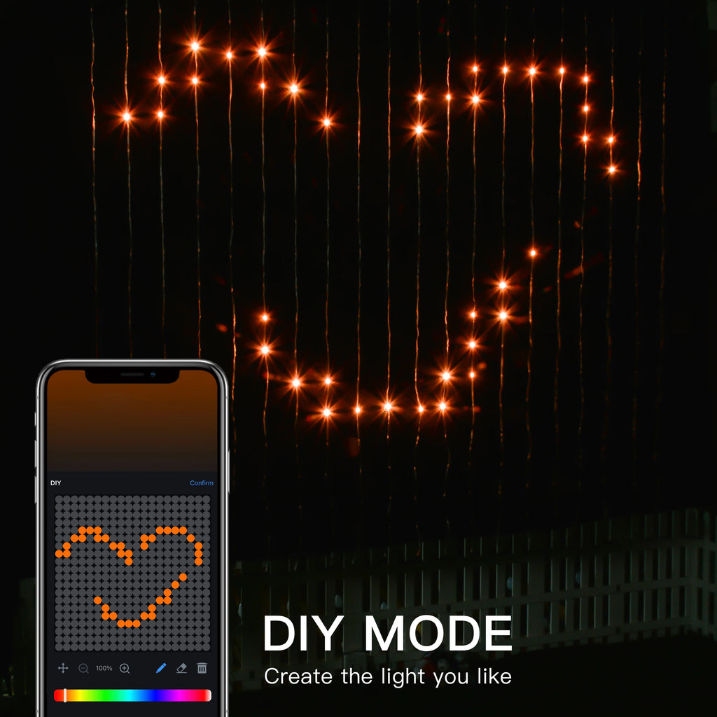 Led Smart Curtain Lights New Year's Garland App RGB Fairy Lights DIY Music Change Display for Window Christmas Room Decoration