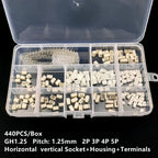 440pcs GH1.25 2p 3p 4p 5p 1.25mm Pitch Terminal Kit / Housing / SMD Pin Header Connector Wire Adaptor GH Kits